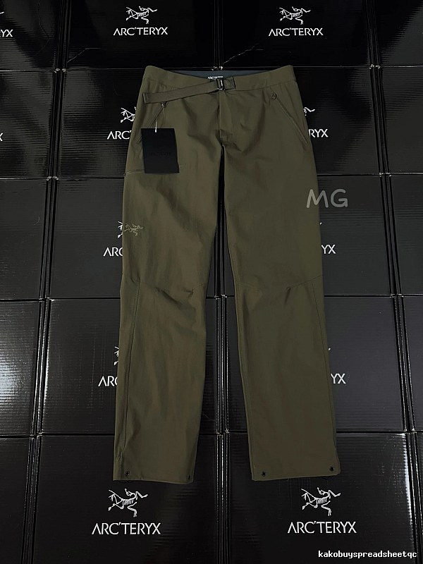 Arc'teryx Olive Technical Straight Pants with clean outdoor profile and subtle performance logo