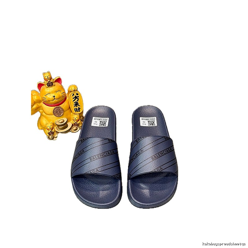 Balenciaga All-over Print Casual Style Navy Blue Slippers