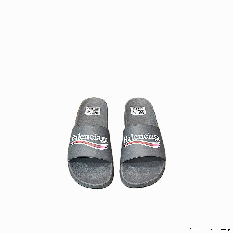 Balenciaga Casual Color Stripe Gray Slide Slippers