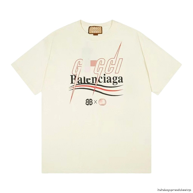 Balenciaga Co-branded Printed Streetwear Off-white Short-sleeve T-shirt