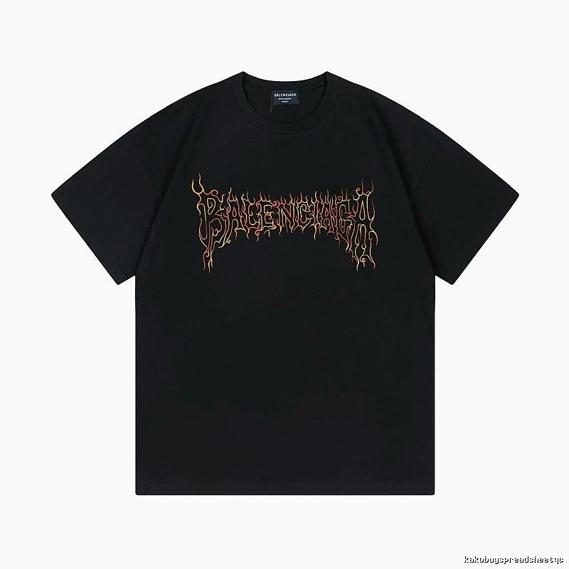 Balenciaga Flame Gothic Style Black T-shirt
