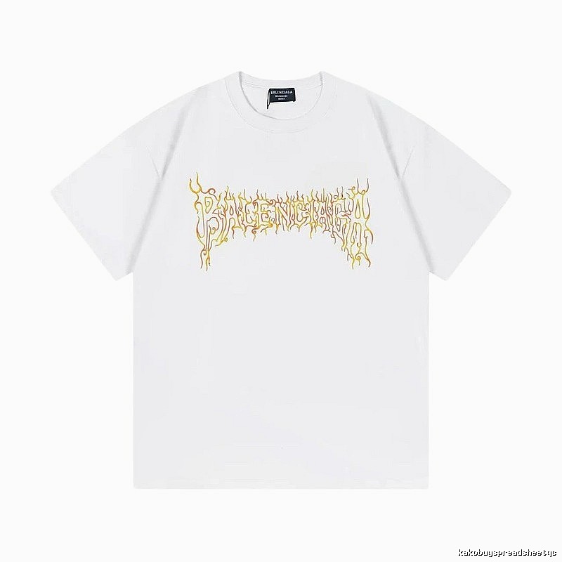 Balenciaga Gothic Style Flame Print White T-Shirt
