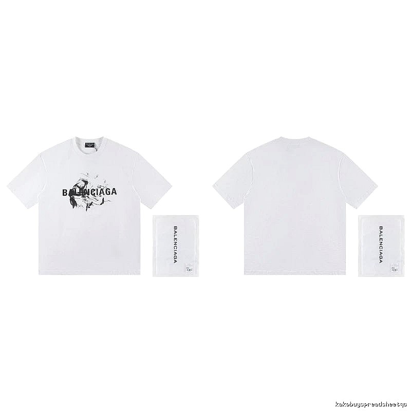 Balenciaga Graffiti Print Street Style White T-Shirt
