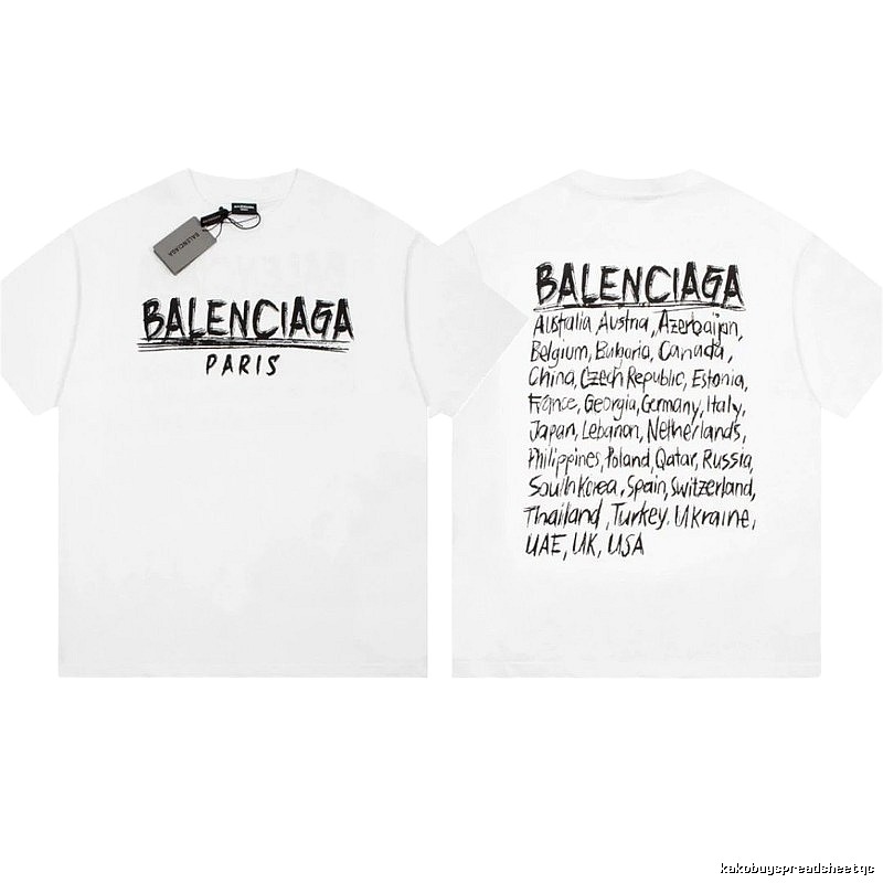 Balenciaga Graffiti Street Style White Short Sleeve T-Shirt