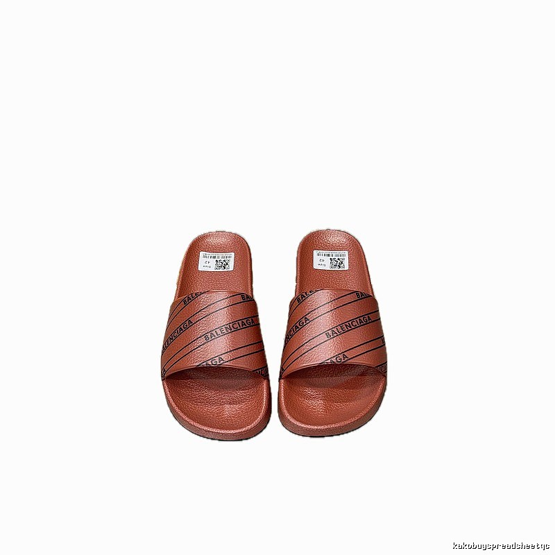 Balenciaga Letter Print Streetwear Brand Reddish Brown Slide Sandals