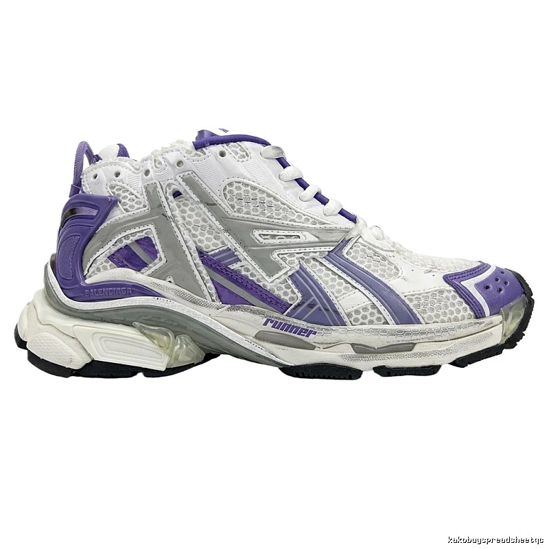 Balenciaga retro-style white and purple sports shoes