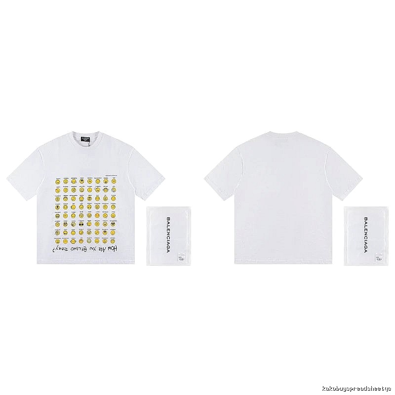 Balenciaga Smiley Face Printed Street Style White T-shirt