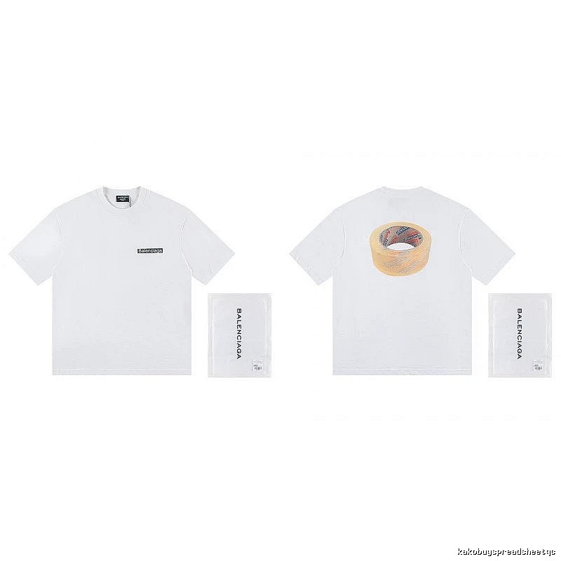 Balenciaga Tape Print Streetwear White T-Shirt
