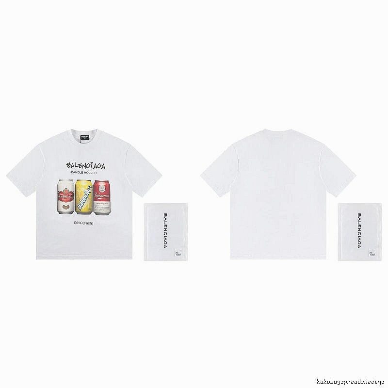 Balenciaga Trendy White T-Shirt with Soda Can Print