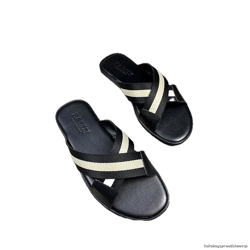 BALLY Classic Webbing Casual Black & White Slippers