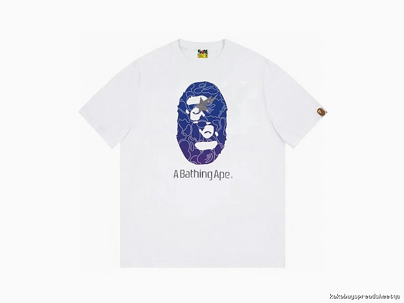 Bape ape face print short-sleeved white T-shirt