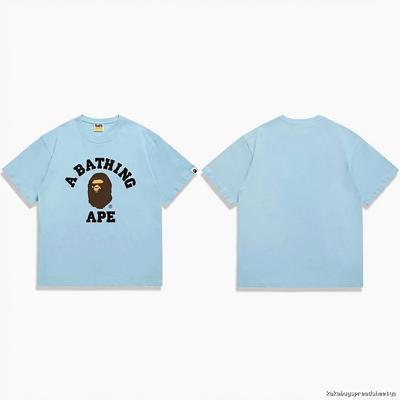 Bape Ape Head Simple Style Light Blue T-shirt