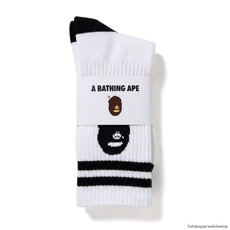 Bape black and white minimalist style socks