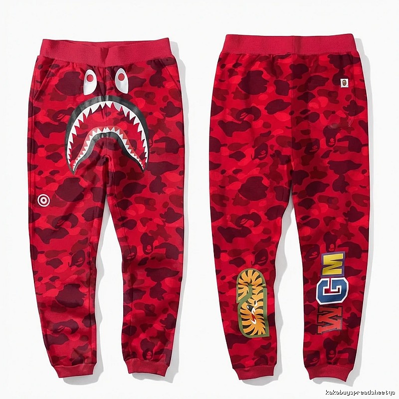 Bape camouflage-style red sweatpants
