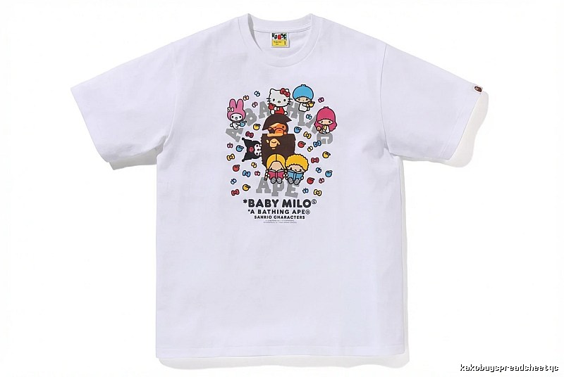 Bape cartoon - printed white T - shirt