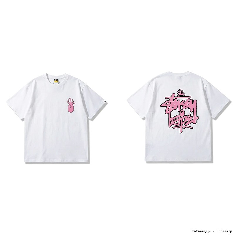 Bape Co-branded Pink Trendy T-shirt