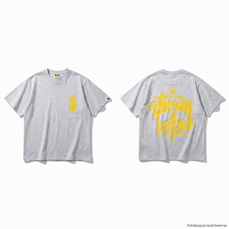 Bape Crown Trendy Brand Light Gray T-shirt