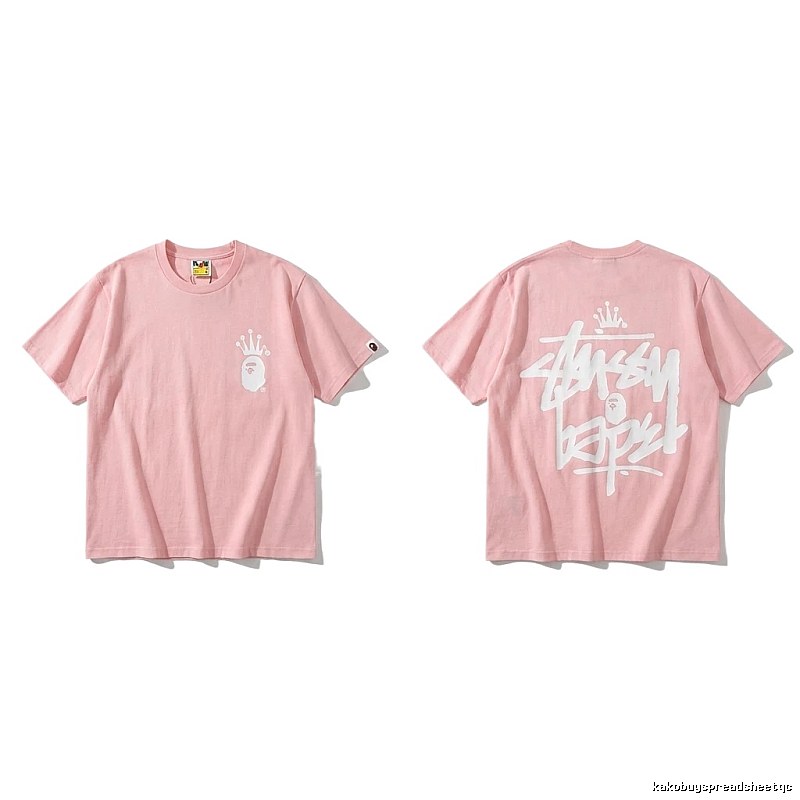 Bape Crown Trendy Pink Short Sleeve