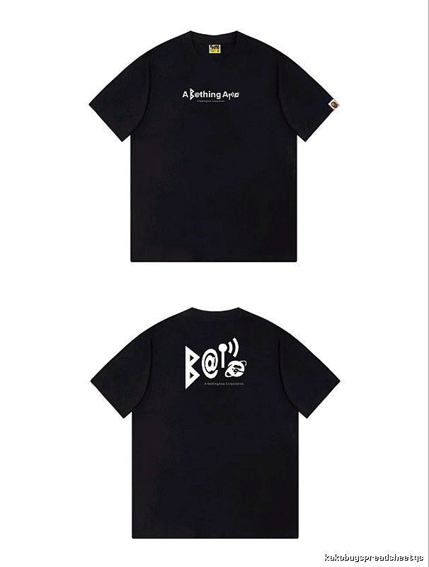 Bape letter - printed short - sleeved black T - shirt