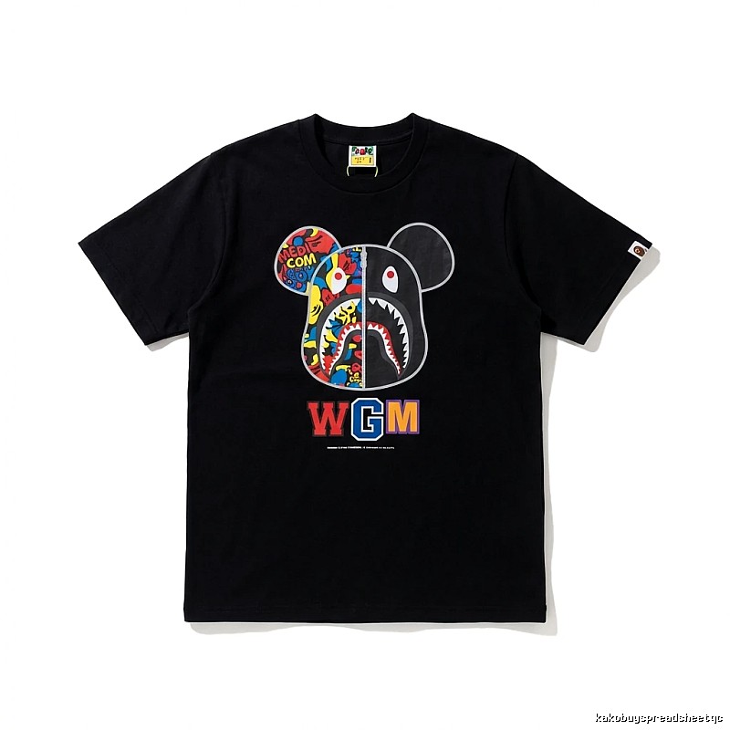 Bape Mickey Shark trendy brand black T-shirt