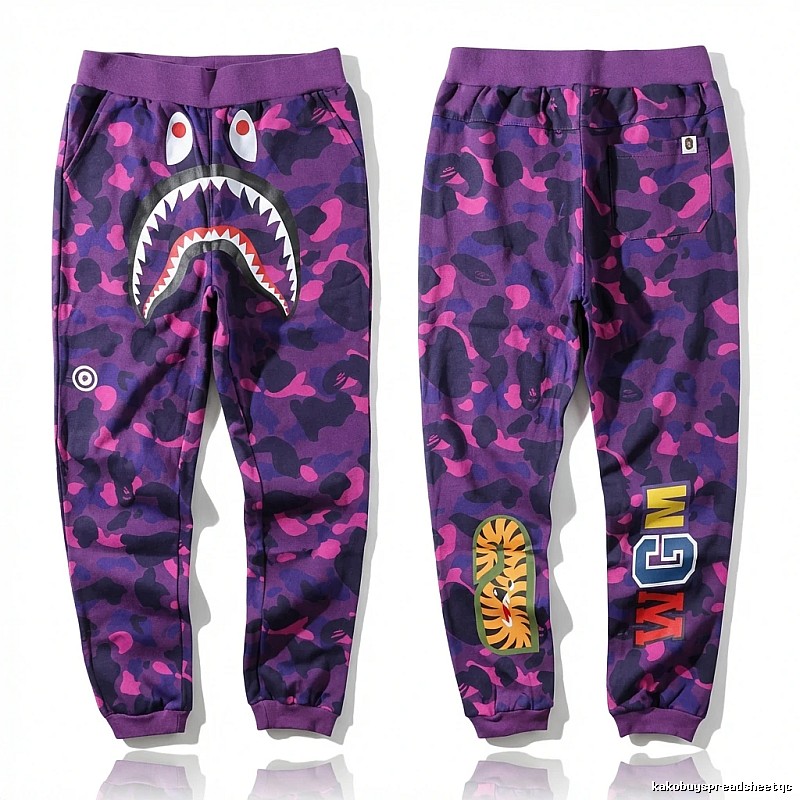 Bape Shark Camouflage Style Purple Pants