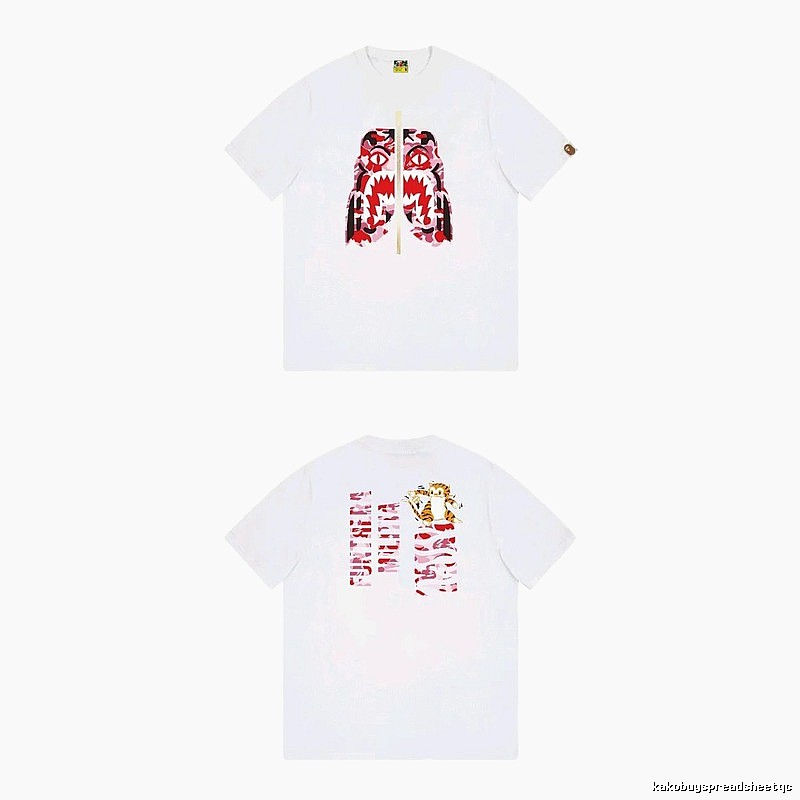 Bape Shark Camouflage Style White T-shirt