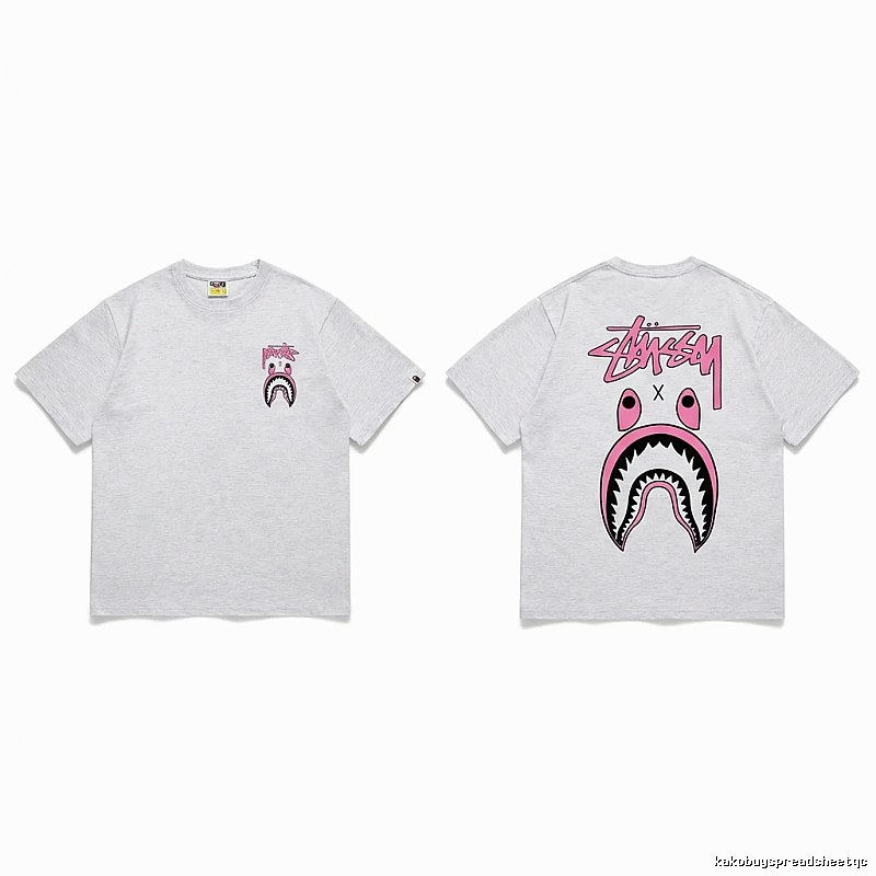 Bape Shark Co-branded Light Grey T-shirt