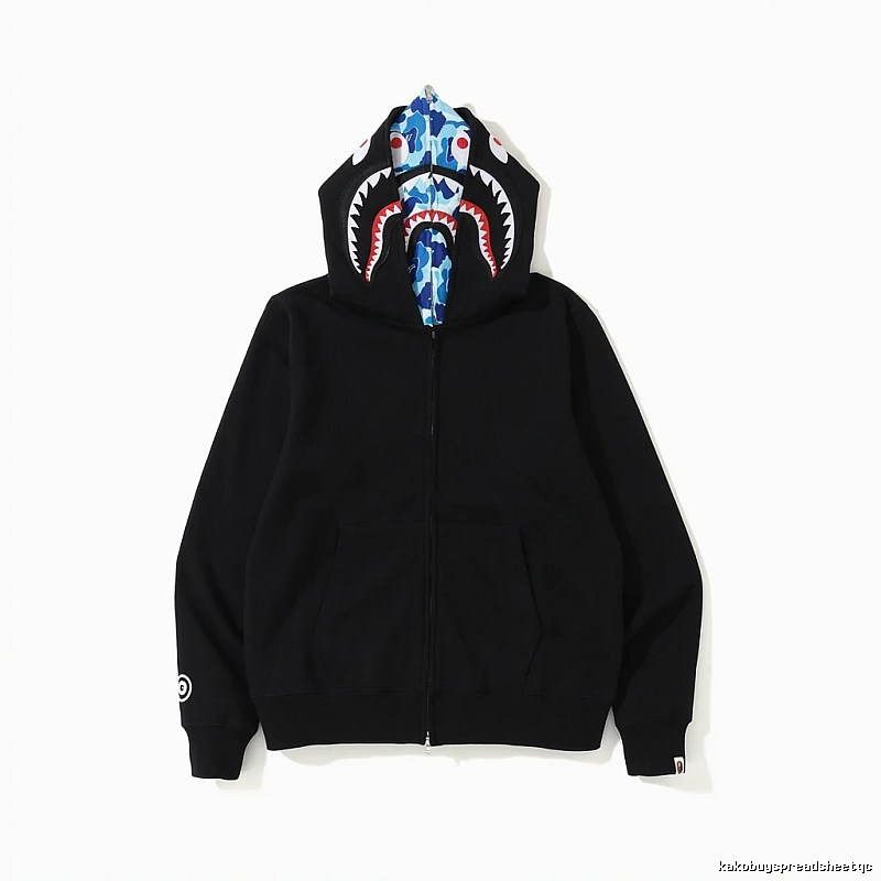 Bape Shark Head Print Black Hoodie