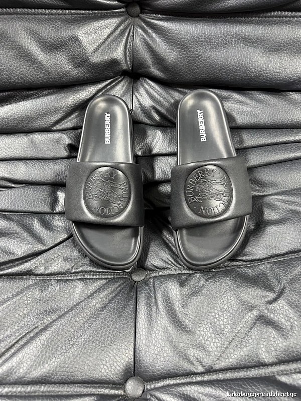 Burberry Knight-Embossed Minimalist Black Slide Sandals