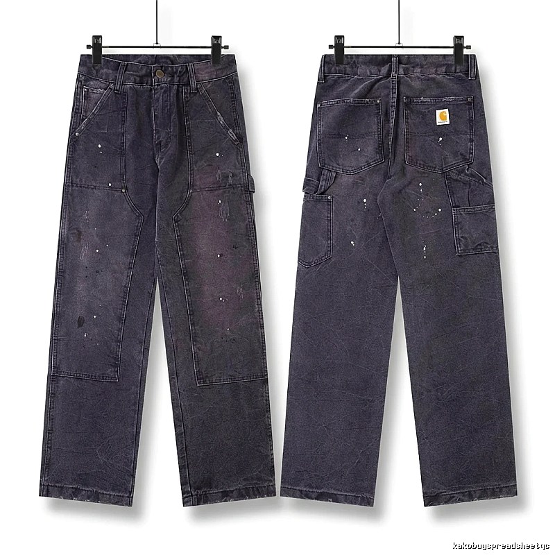 Carhartt workwear-style dark denim jeans