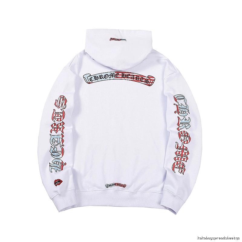 Chrome Hearts 2088-78 White Cross Graphic Hoodie Logo Detail