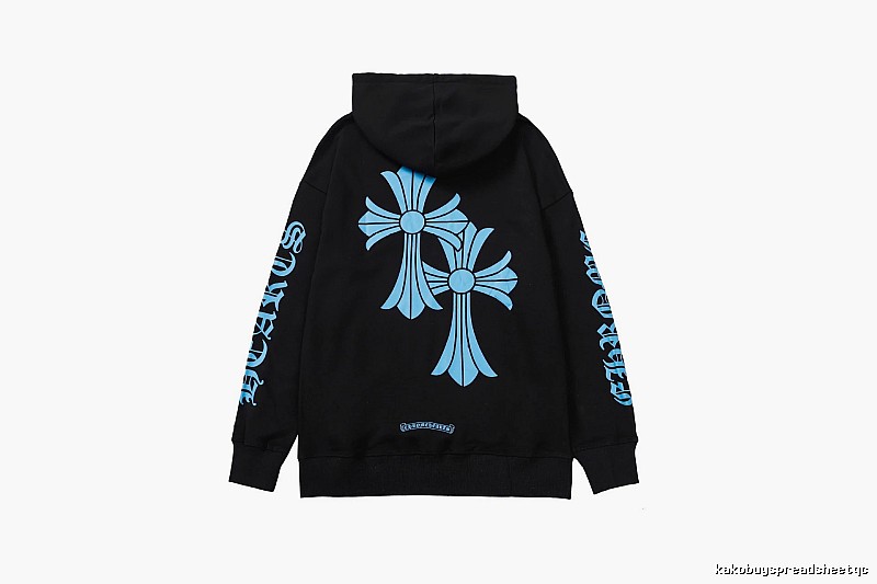 Chrome Hearts Classic Cross graphic hoodie Black Blue Cross for Daily Styling