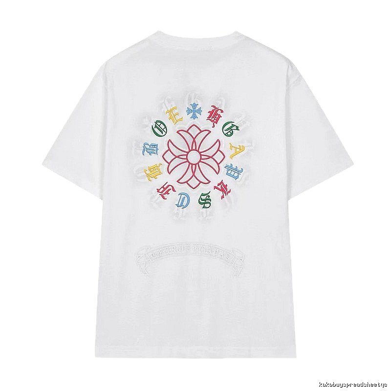Chrome Hearts Colorful Embroidered Street Style White T-Shirt
