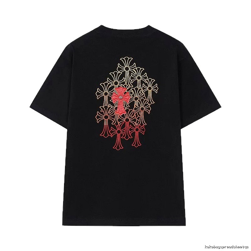 Chrome Hearts Cross Embroidered Street Style Black T-Shirt