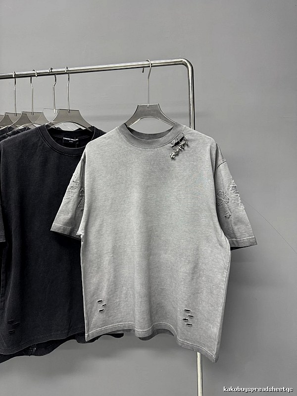 Chrome Hearts Cross Embroidered Street Style Gray Short-sleeve T-shirt