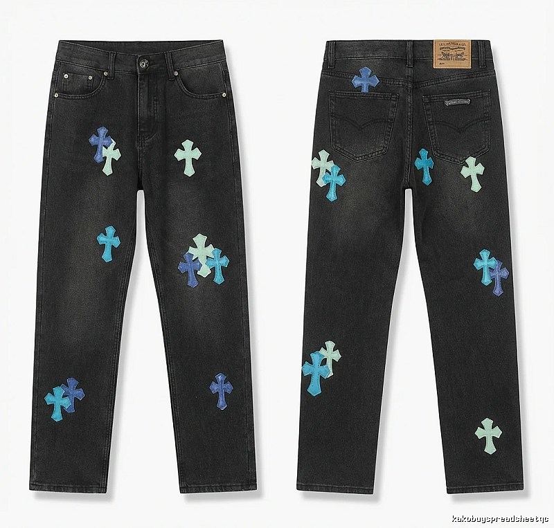 Chrome Hearts Cross Trendy Cool Black Jeans