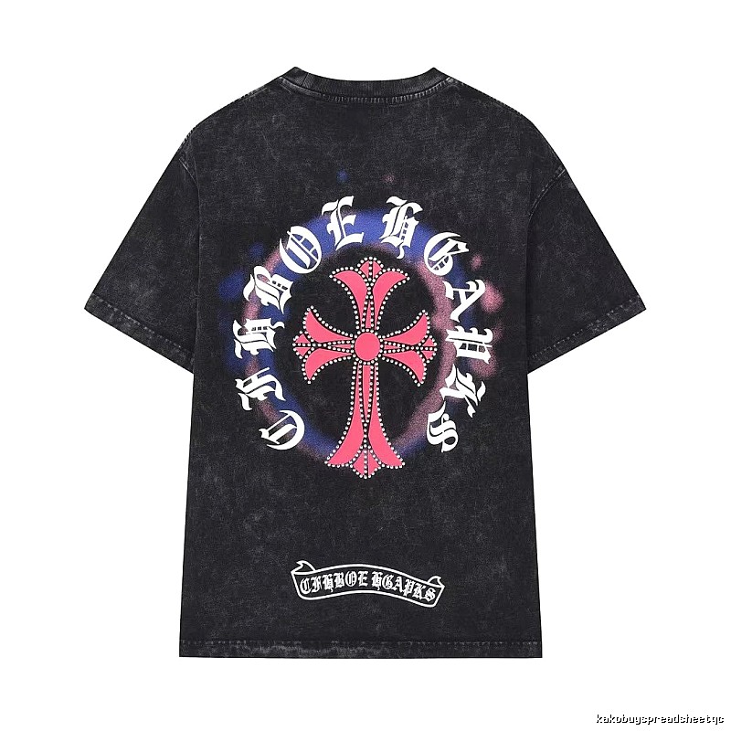 Chrome Hearts Cross Vintage Distressed Black Short Sleeve T-shirt