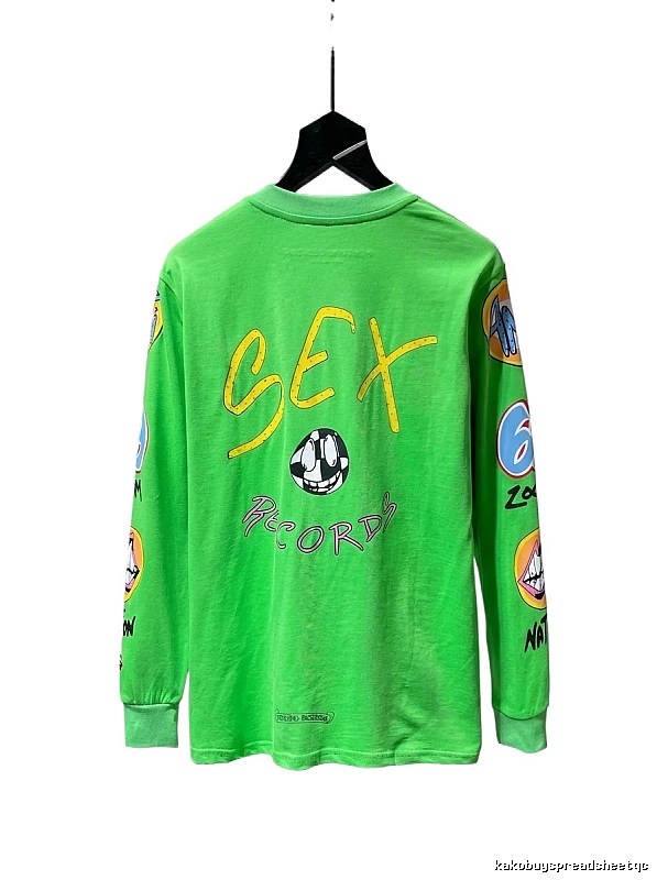 Chrome Hearts fluorescent green graffiti-style long-sleeved shirt