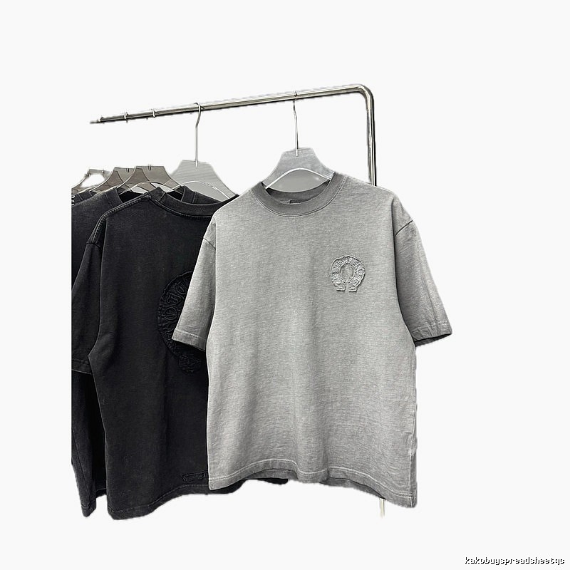 Chrome Hearts Horseshoe Logo Trendy & Cool Grey Short-sleeve T-shirt