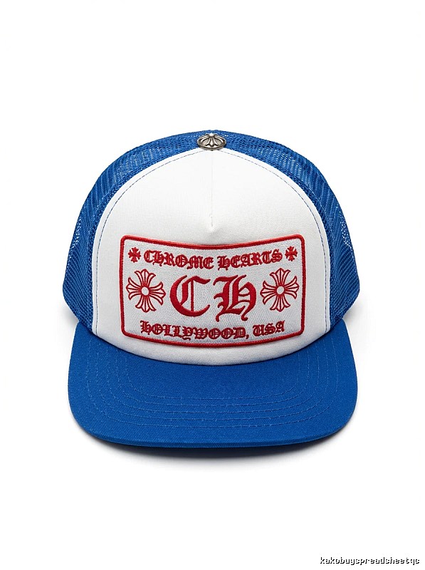 Chrome Hearts Retro Style Blue and White Hat