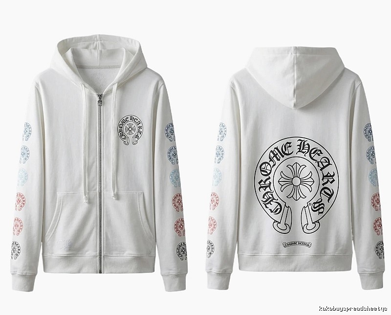 Chrome Hearts White Hoodie with Horseshoe Print Style