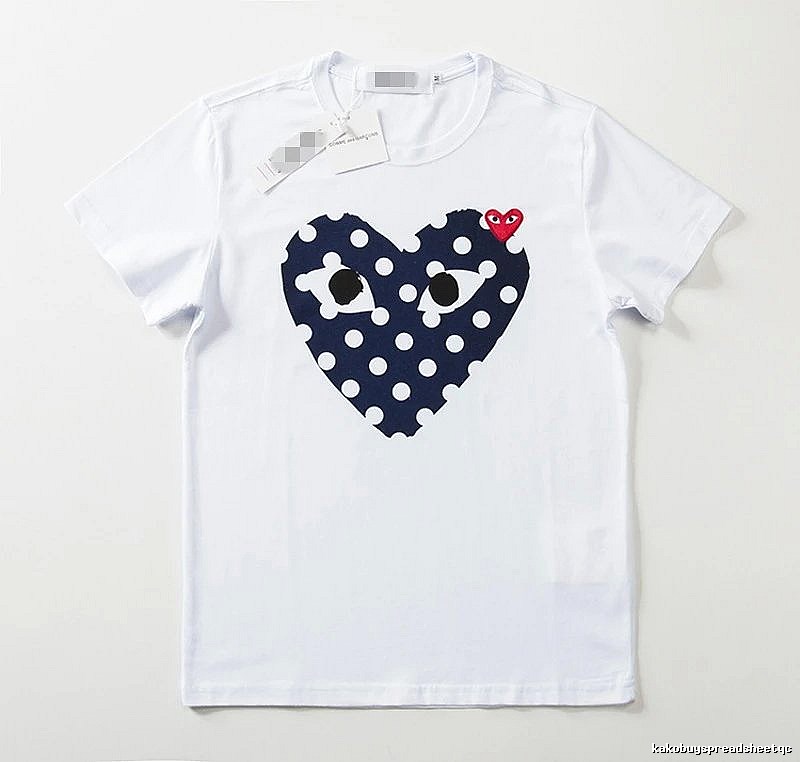 Comme des Garcons PLAY 2021-17 Blue Style 2117 Heart Logo T-Shirt Weekend Wear