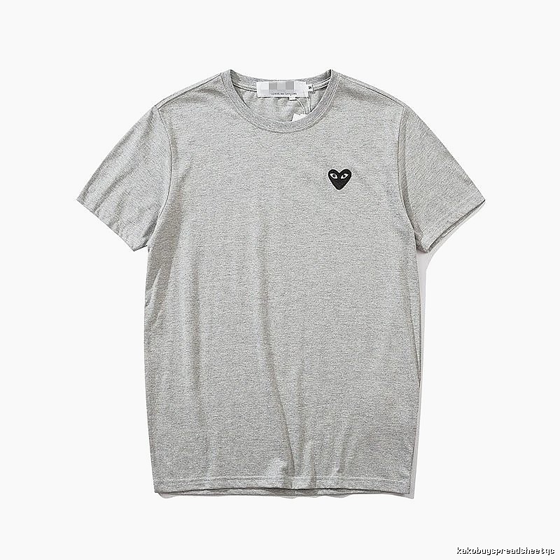 Comme des Garcons PLAY 2021-95 Gray Style 2195 Heart Logo T-Shirt Summer Styling