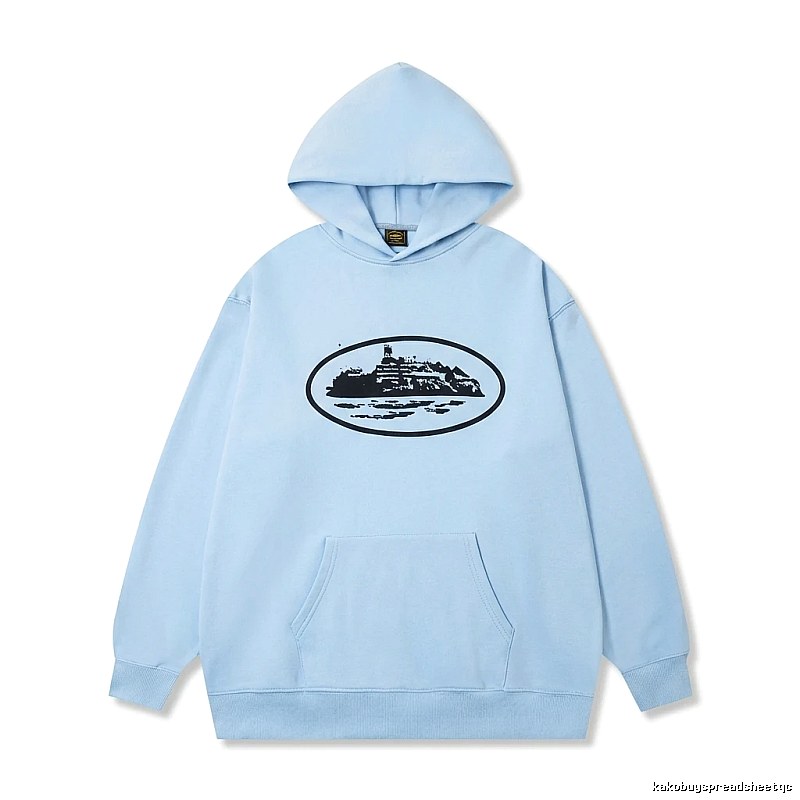 Corteiz Print Minimalist Light Blue Hoodie