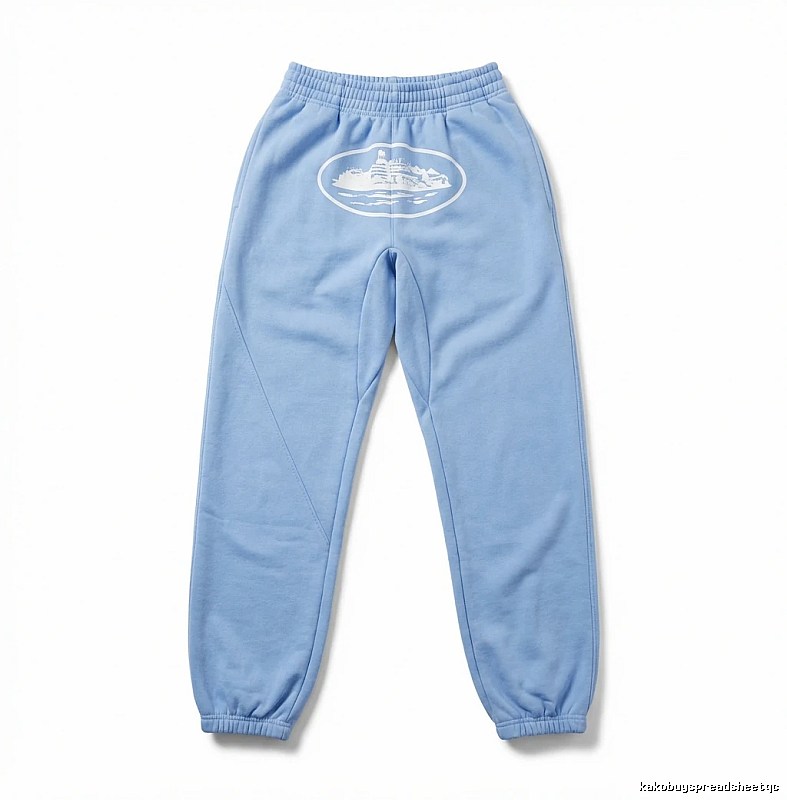 Corteiz Printed Casual Light Blue Pants
