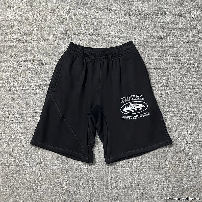 Corteiz retro-style black shorts