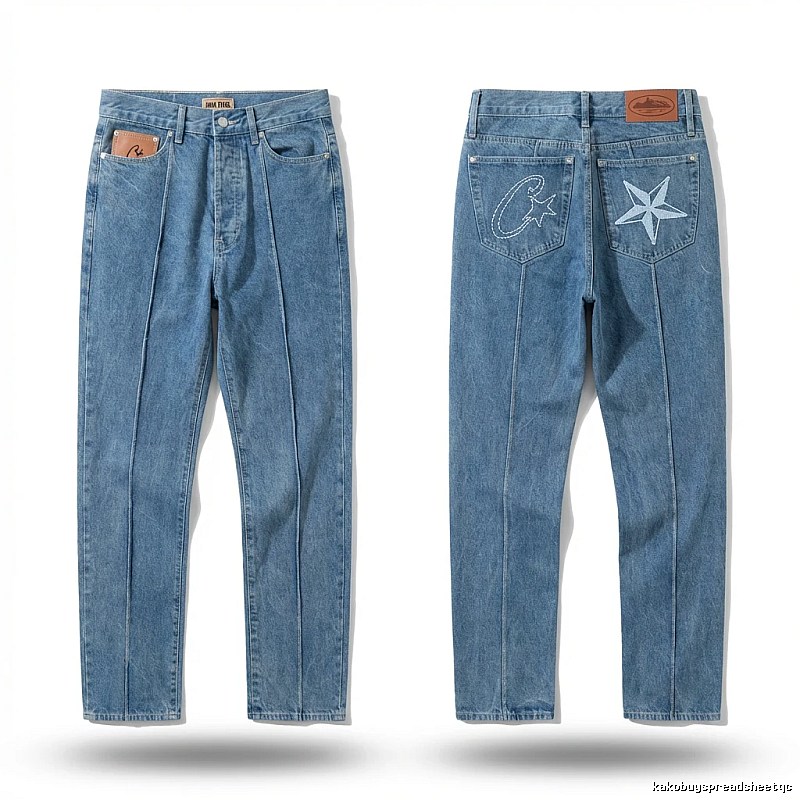 Corteiz star embroidery denim blue jeans
