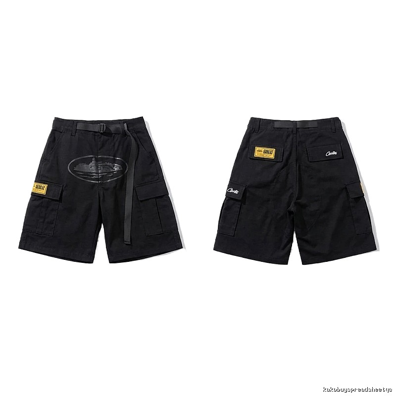 Corteiz workwear-style black shorts