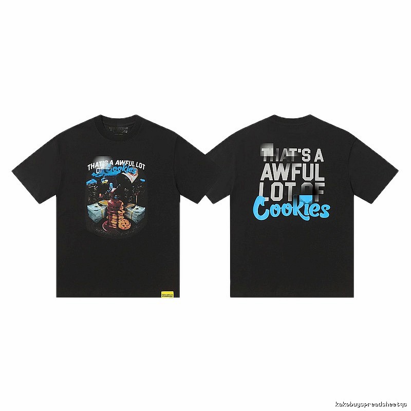 COUGH SYRUP Cookie Print Street Style Black T-Shirt