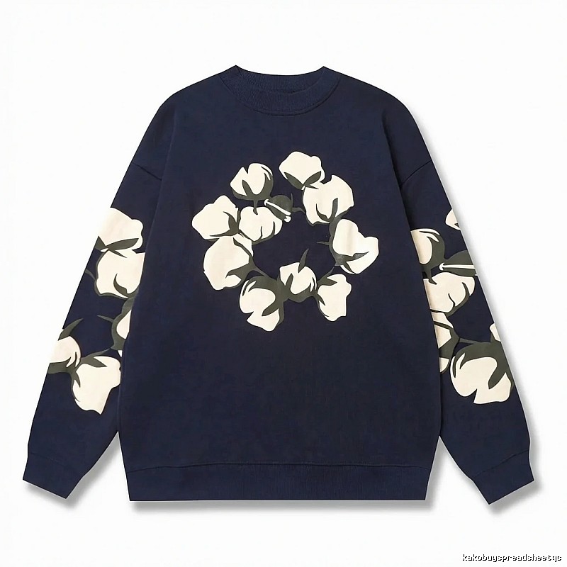 DENIM TEARS Retro Style Navy Blue Sweatshirt